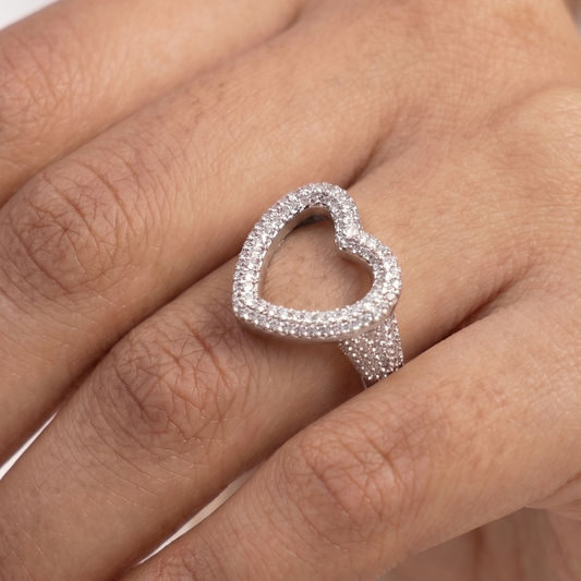 Heart Diamond Ring - Silver