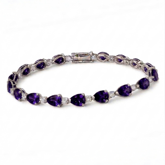 Amethyst Purple Diamond Bracelet - Silver