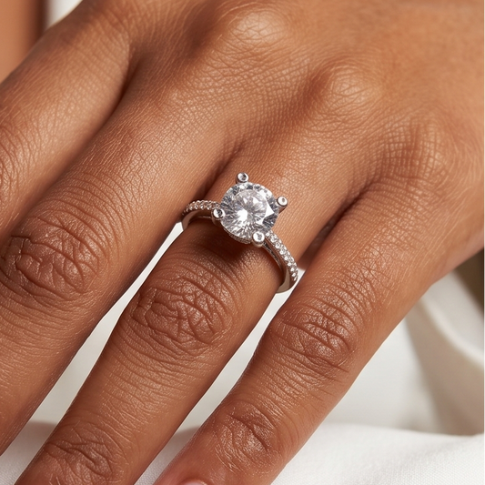 Solitaire Diamond Ring - Silver - 3.5 CT