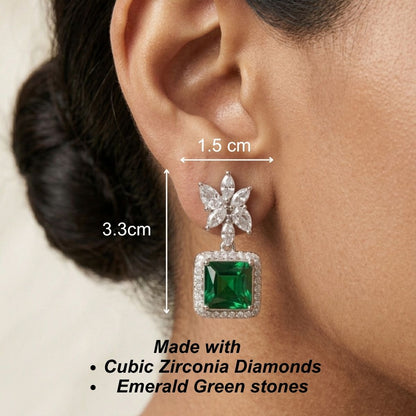 Star drop Earrings - Green