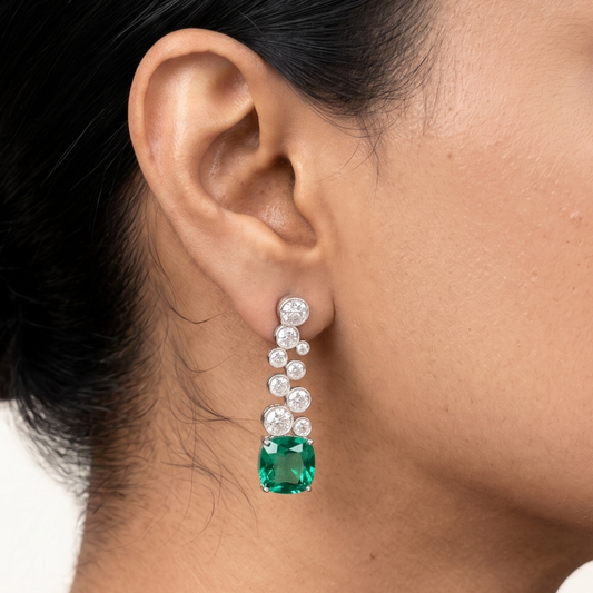 Huda Dangler Earrings - Green