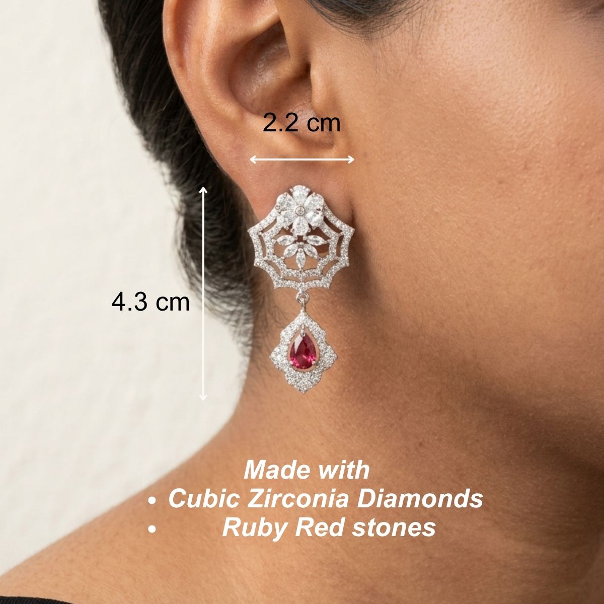 Duchess Drop Earrings - Red