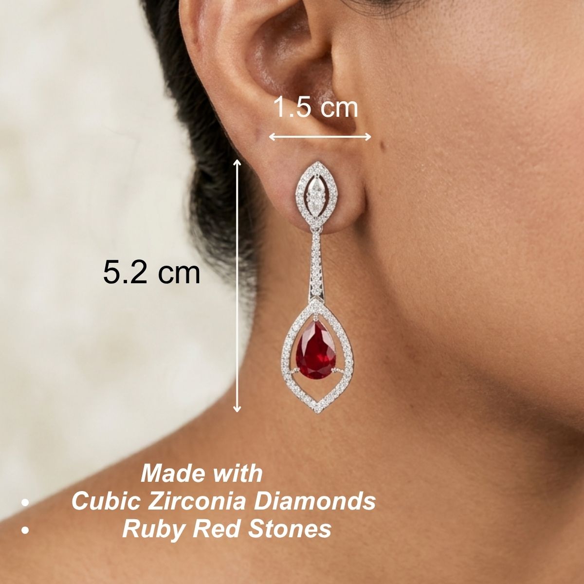 Radiant Drop Earrings - Red