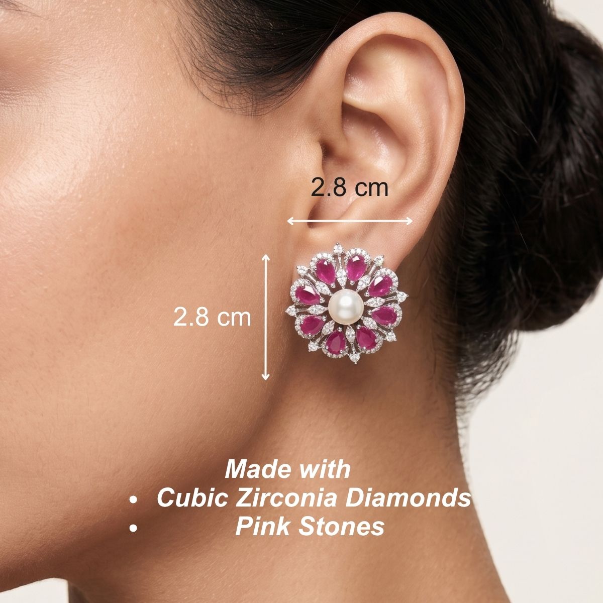 Flore Earrings - Pink studs