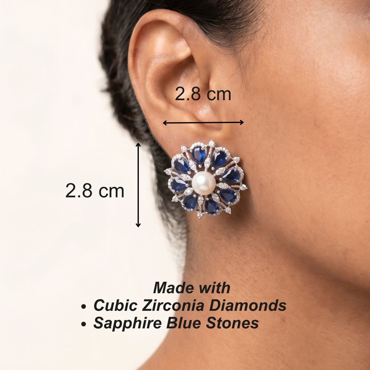 Flore Earrings - Blue studs