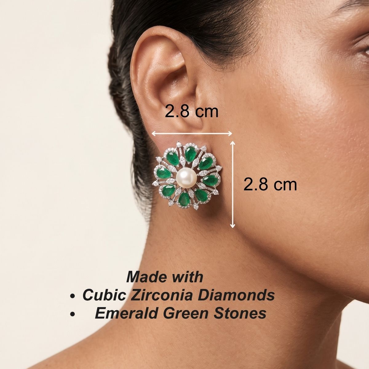 Flore Earrings - Green studs