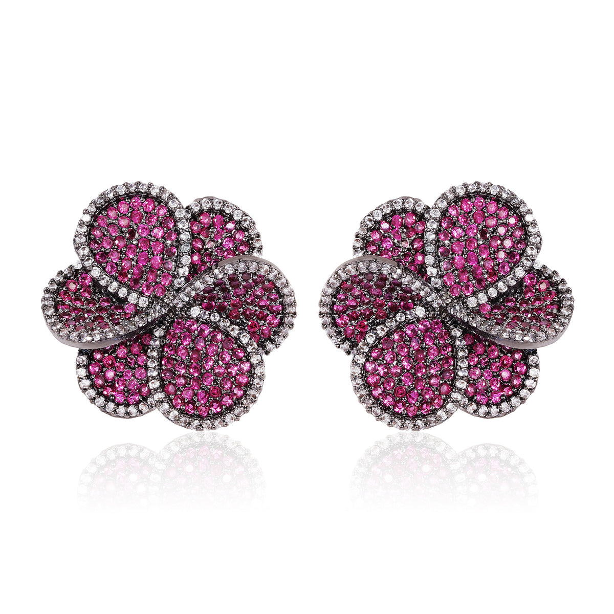 Crystal Buds Earrings - Pink