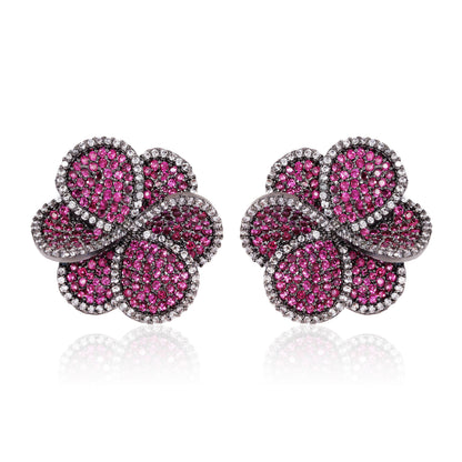 Crystal Buds Earrings - Pink