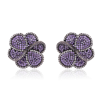 Crystal Buds Earrings - Lavender