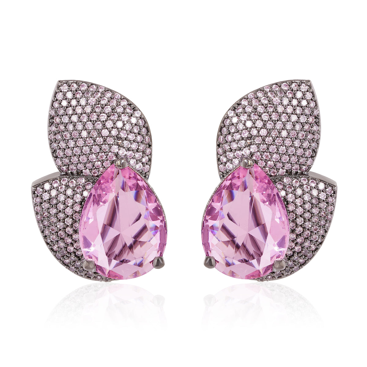 Gleam Petal Diamond Earrings - Pink