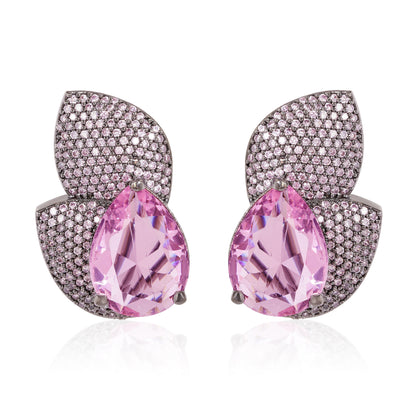 Gleam Petal Diamond Earrings - Pink