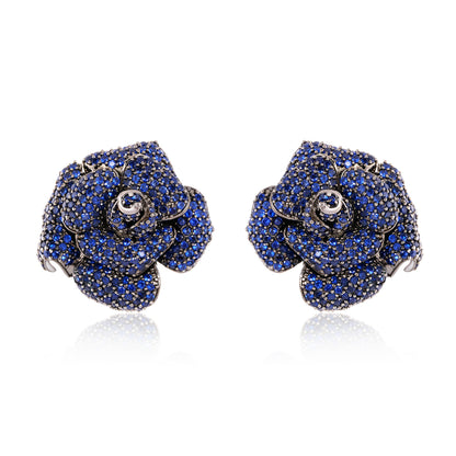 Rose stud earrings - Blue