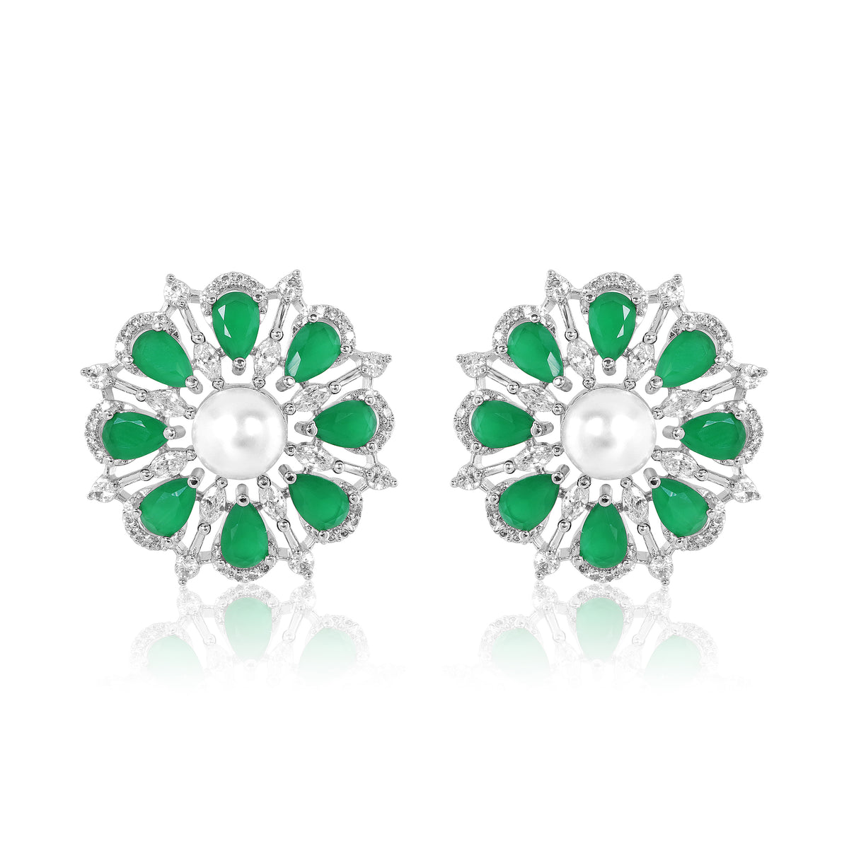 Flore Earrings - Green studs