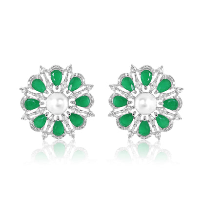 Flore Earrings - Green studs