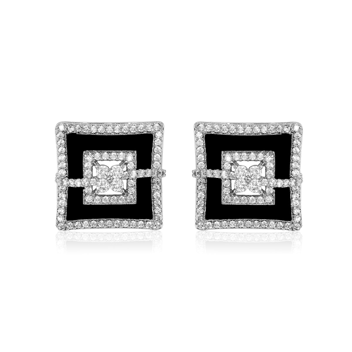 Astra black enamel stud earrings