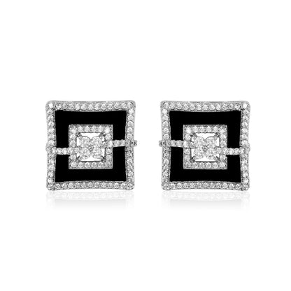 Astra black enamel stud earrings