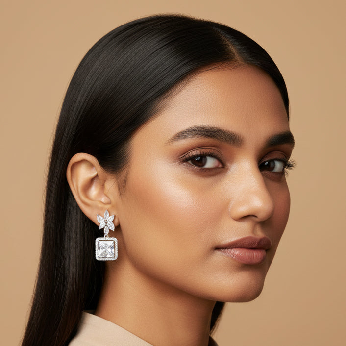 Star drop Earrings - Silver
