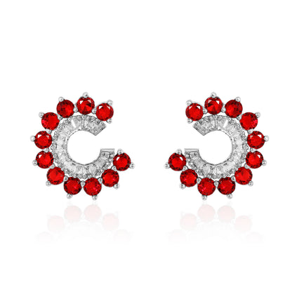 Orbit Stud Earrings - Red