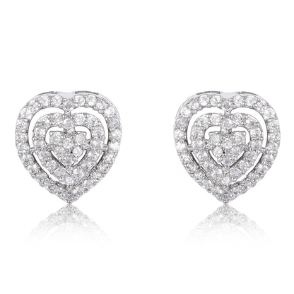 Diamond Heart Studs - Silver
