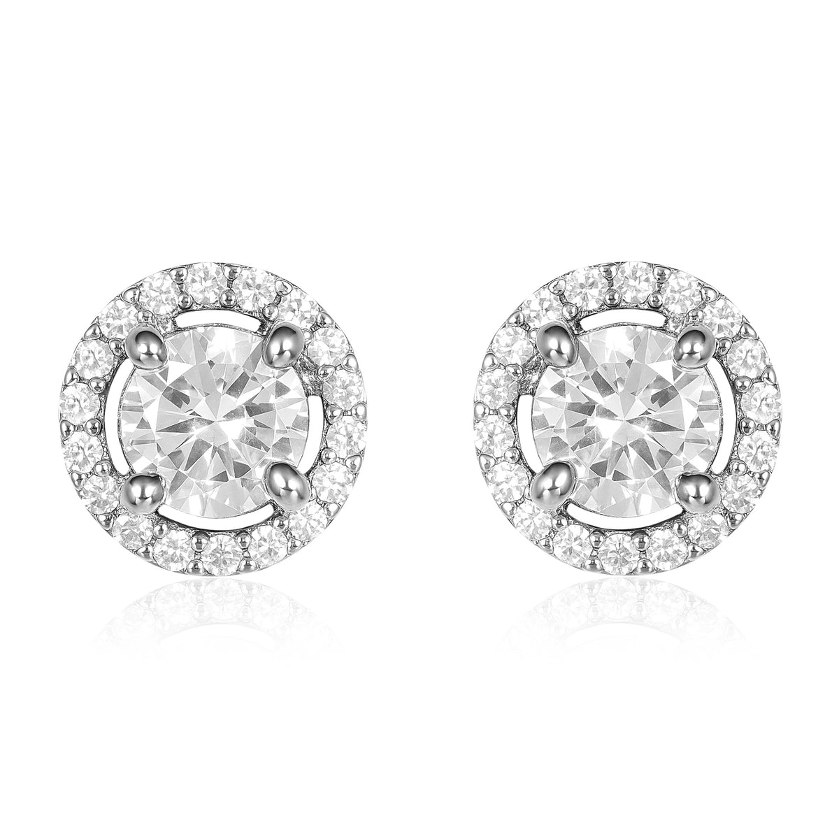 Round Diamond Studs - 0.75 CT -  Silver