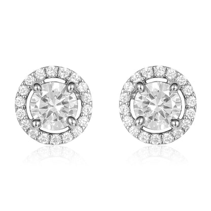 Round Diamond Studs - 0.75 CT -  Silver