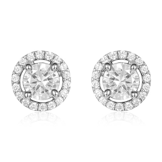 Round Diamond Studs - 0.75 CT -  Silver