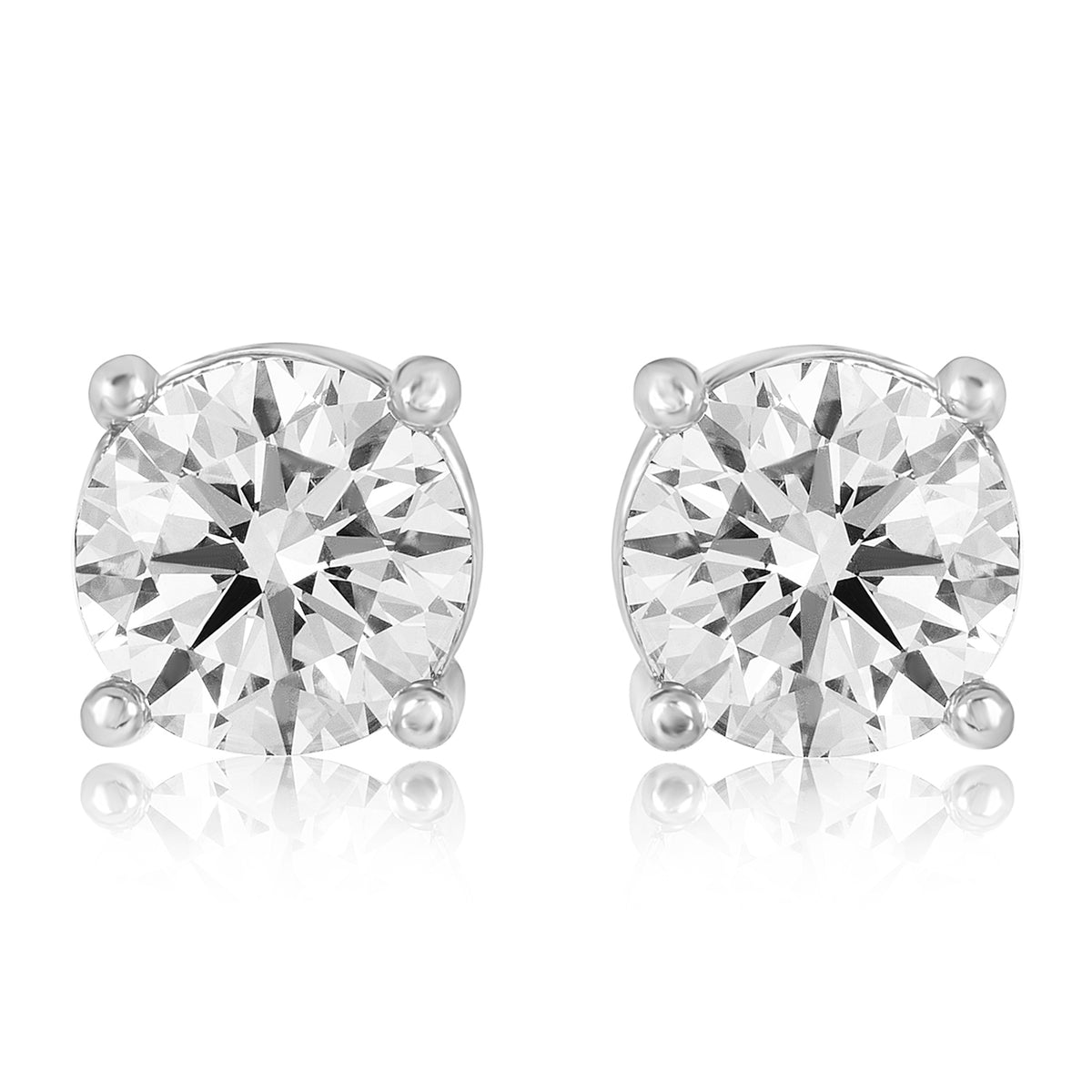 Round Diamond Solitaire Studs - 0.5CT - Silver