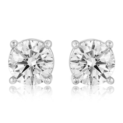 Round Diamond Solitaire Studs - 0.5CT - Silver