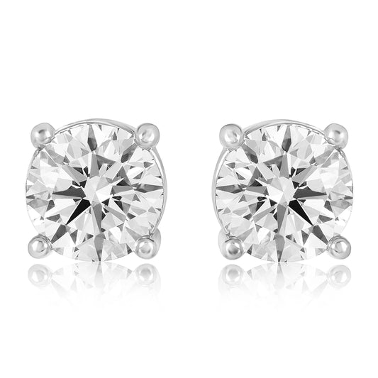 Round Diamond Solitaire Studs - 0.5CT - Silver