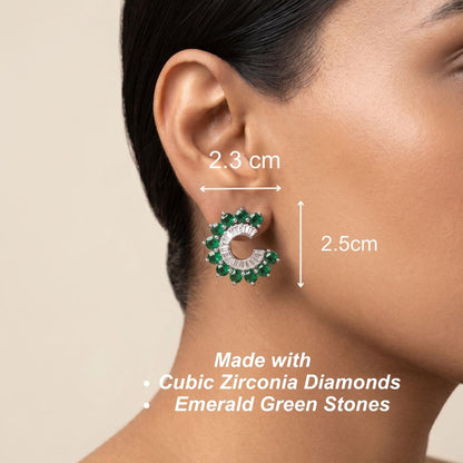 Orbit Stud Earrings - Green