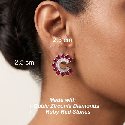 Orbit Stud Earrings - Red