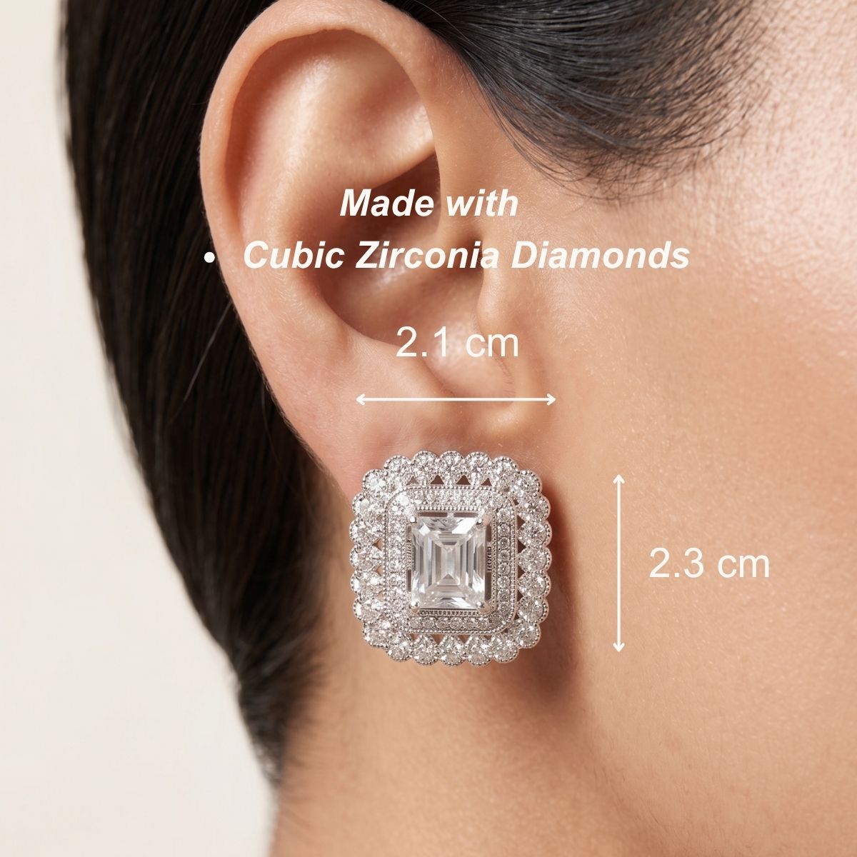 Frost Square Stud Earrings - Silver