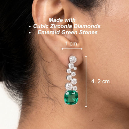 Huda Dangler Earrings - Green