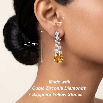 Huda Dangler Earrings - Yellow