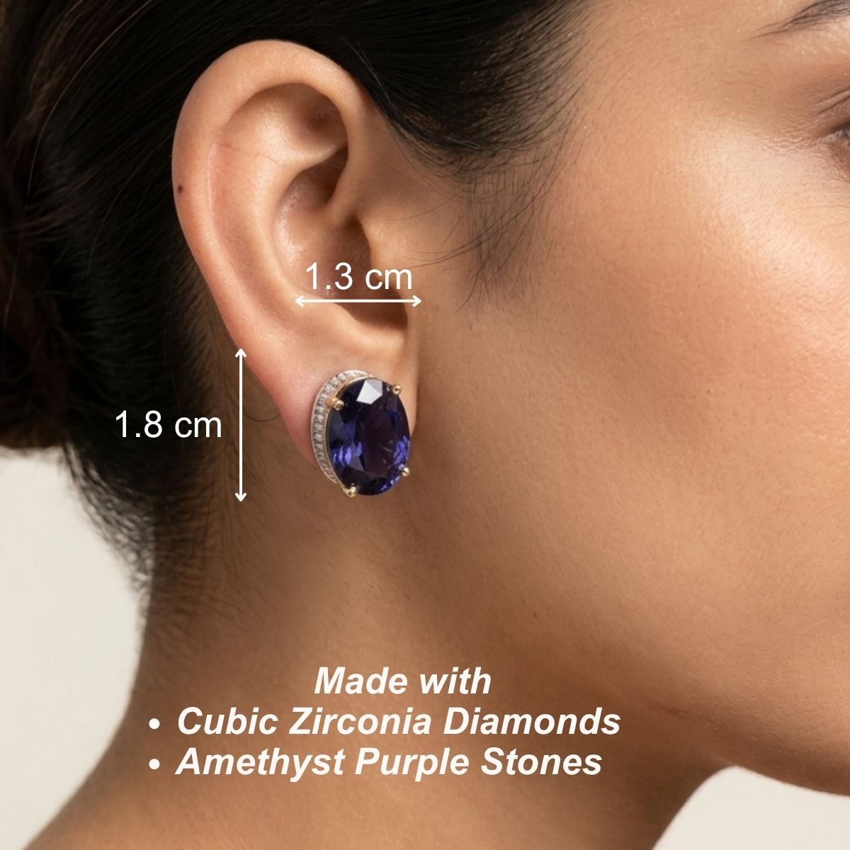 Bedazzled Stud Earrings - Purple