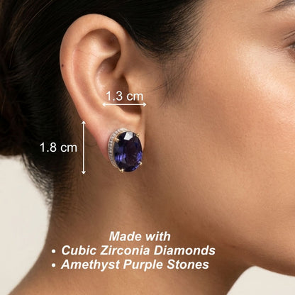 Bedazzled Stud Earrings - Purple