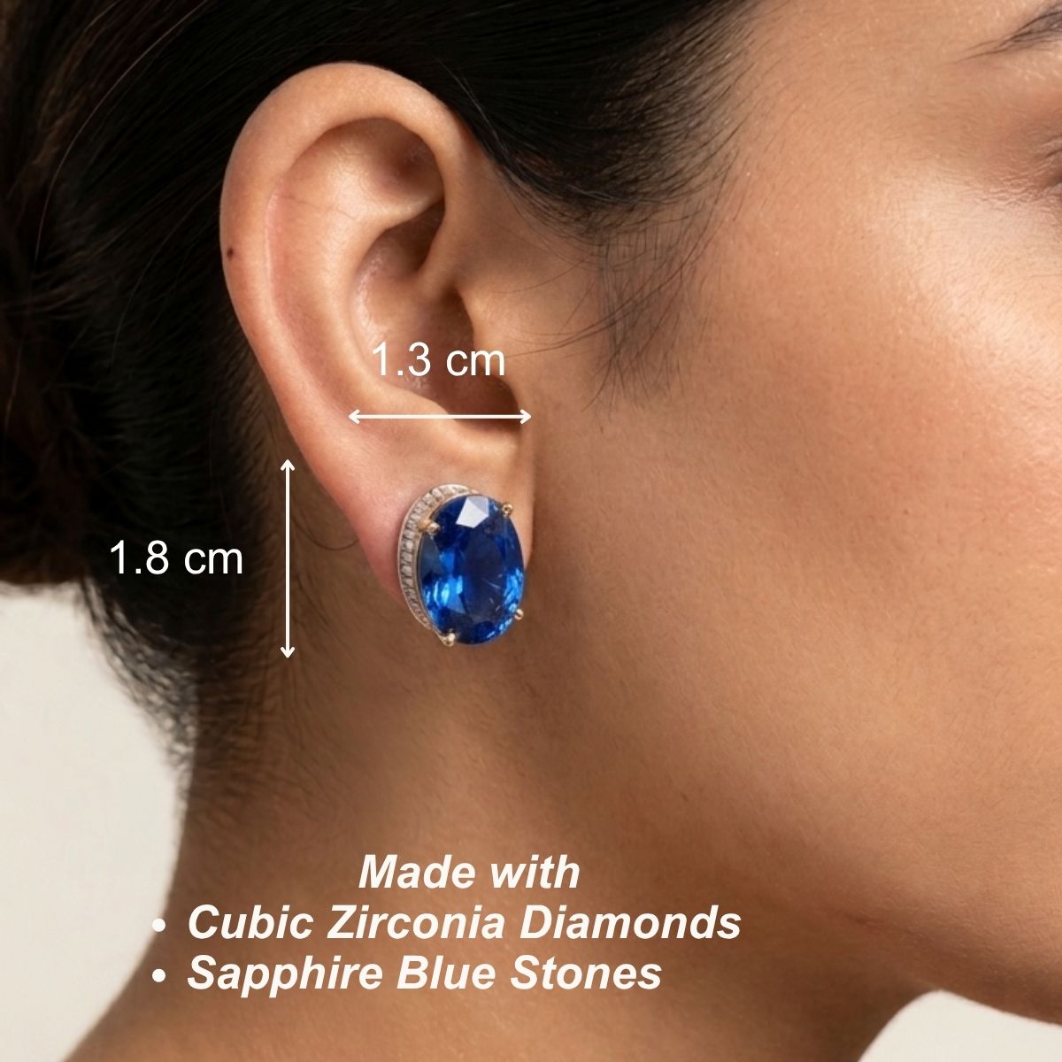 Bedazzled Stud Earrings - Blue