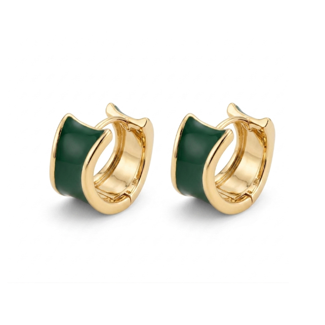 Green Enamel Gold Hoops