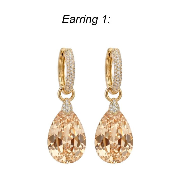 Elara 2-1 Diamond Earrings - Champagne