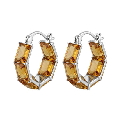 Champagne Crystal Hoops