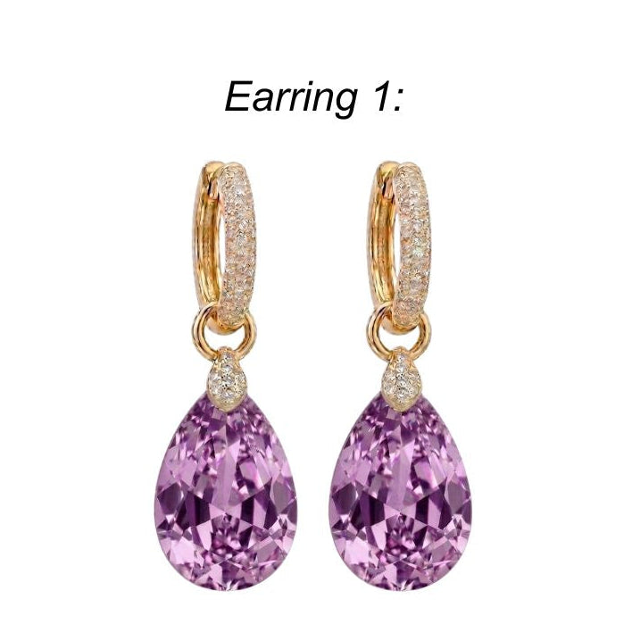 Elara 2-1 Diamond Earrings - Amethyst Purple