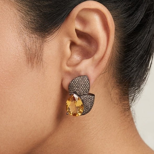 Gleam Petal Diamond Earrings - Yellow