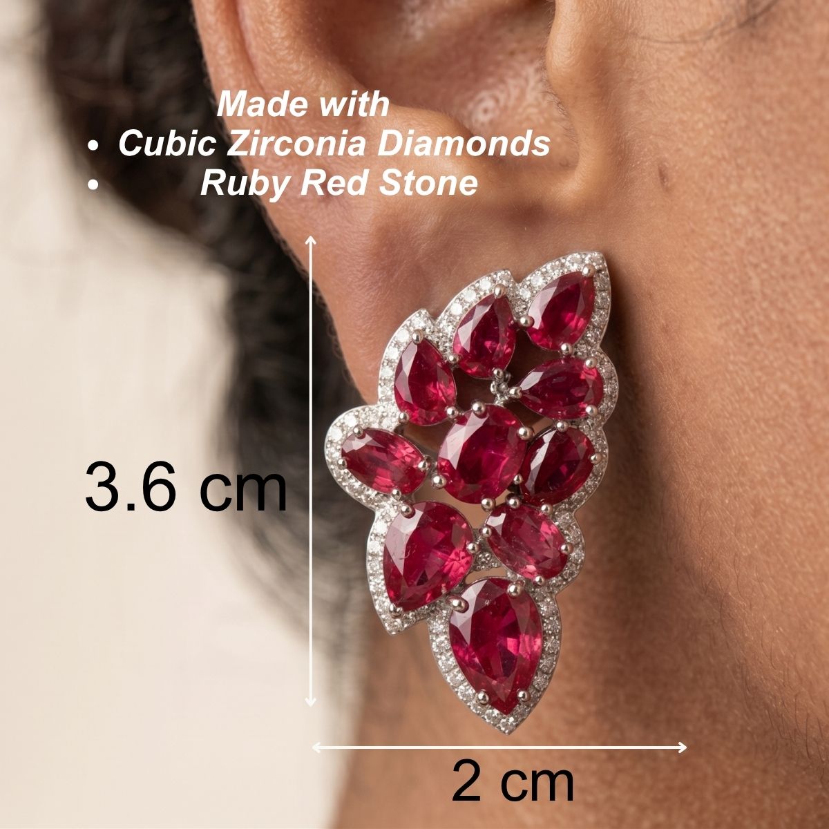 Vinea Earrings - Ruby Red