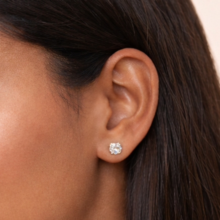 Round Diamond Solitaire Studs - 0.5CT - Silver