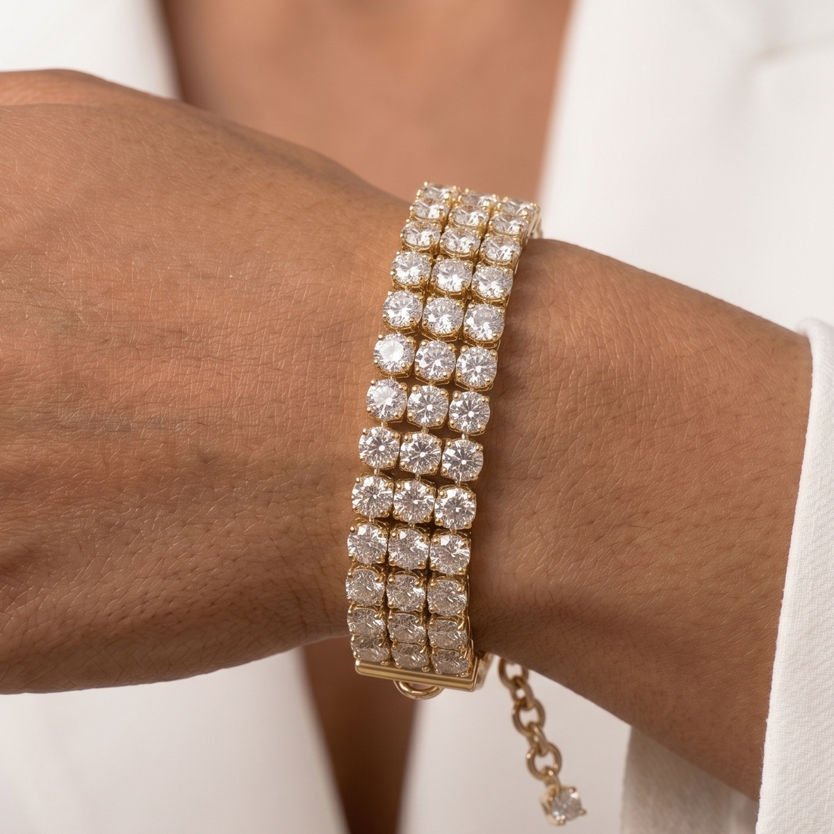 Eternity Triple Diamond Tennis Bracelet - Gold - 0.25 CT
