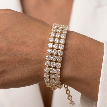 Eternity Triple Diamond Tennis Bracelet - Gold - 0.25 CT