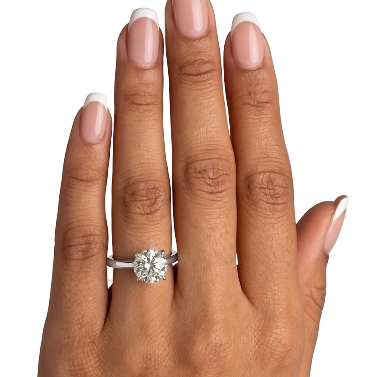 Sleek Diamond Solitaire Ring - Silver - 2.75 CT