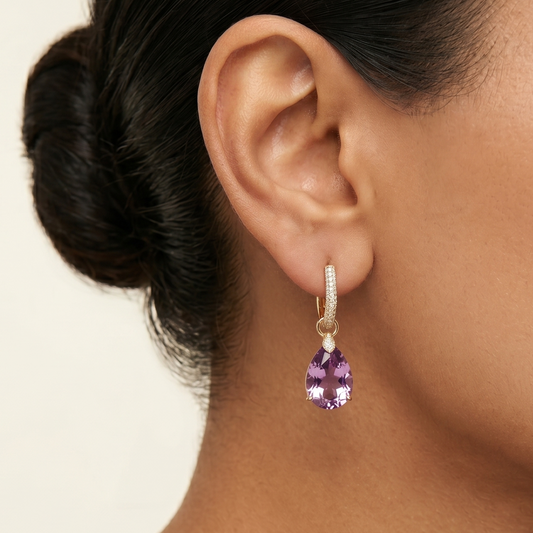 Elara 2-1 Diamond Earrings - Amethyst Purple
