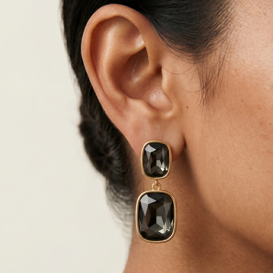 Lumiere Swarovski Earrings - Charcoal