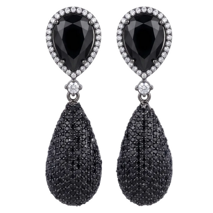 Selene Drop Earrings - Black